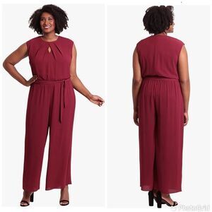 NWT London Times Women's Pleated Neck Jumpsuit